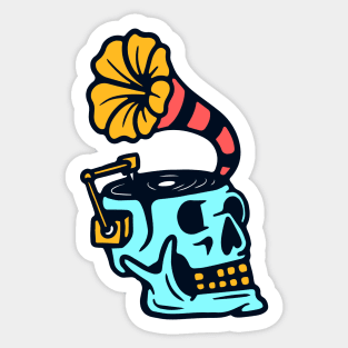 Skull Gramophone Sticker